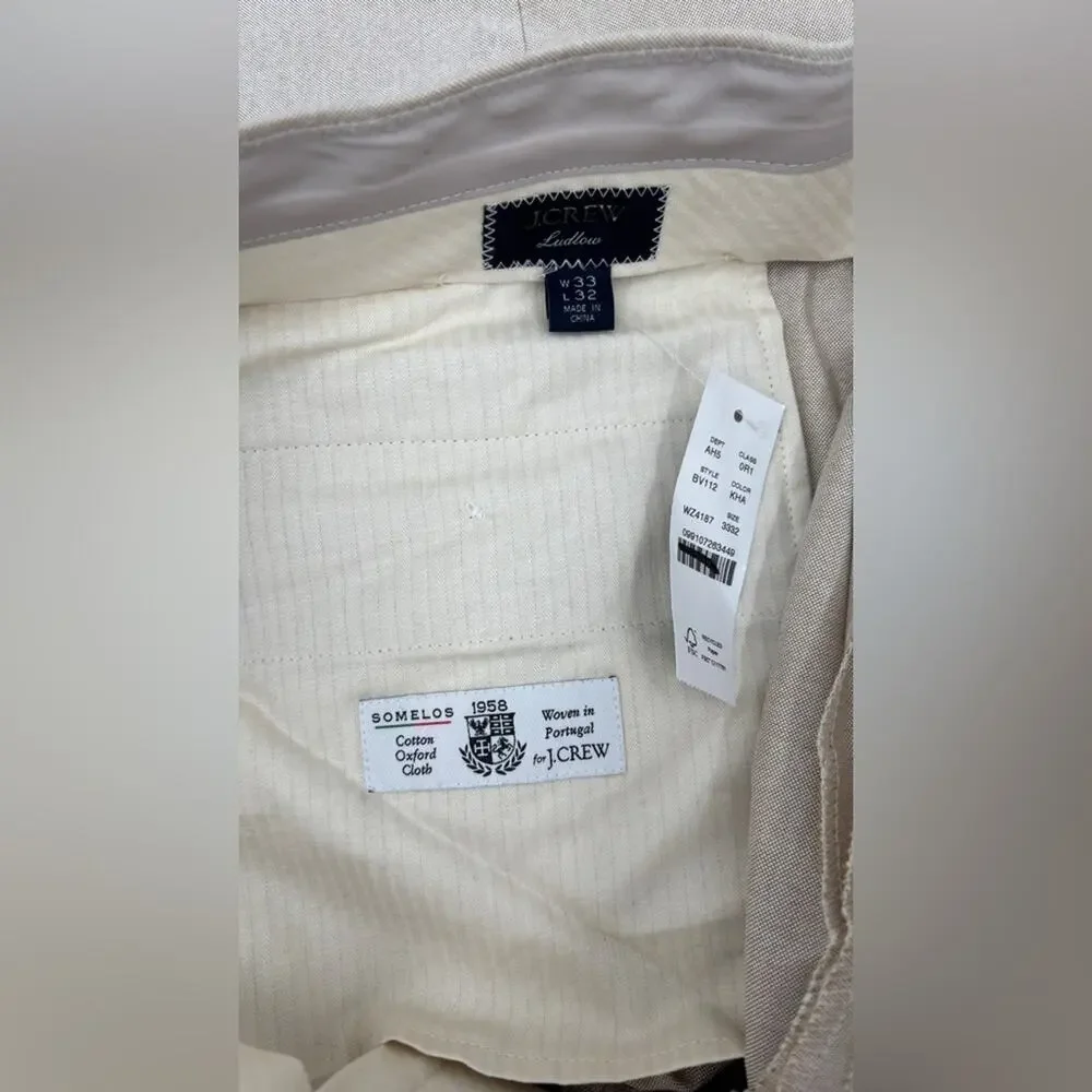 J.Crew Ludlow Slim-fit suit pant in Portuguese cotton oxford 33/32